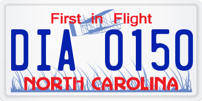 NC license plate DIA0150