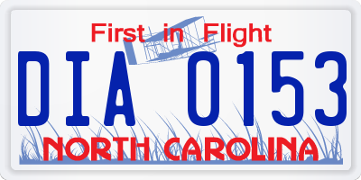 NC license plate DIA0153