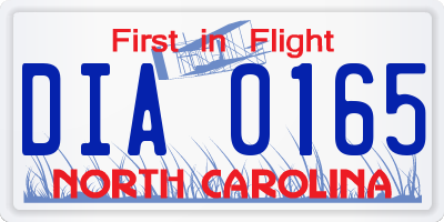 NC license plate DIA0165