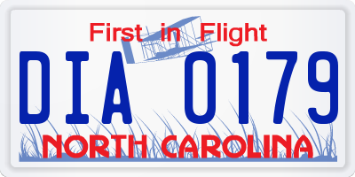 NC license plate DIA0179
