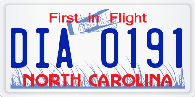 NC license plate DIA0191