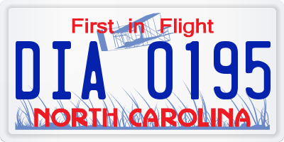 NC license plate DIA0195