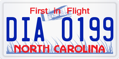 NC license plate DIA0199