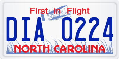 NC license plate DIA0224
