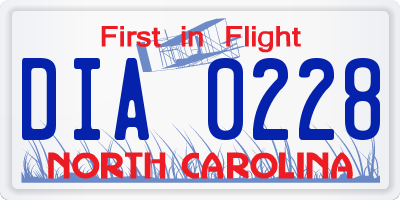 NC license plate DIA0228