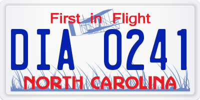 NC license plate DIA0241