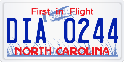 NC license plate DIA0244