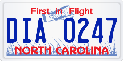 NC license plate DIA0247