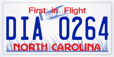 NC license plate DIA0264