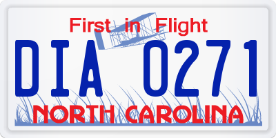 NC license plate DIA0271