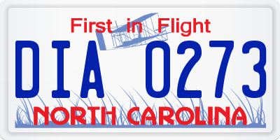 NC license plate DIA0273