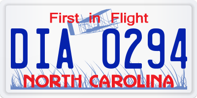 NC license plate DIA0294
