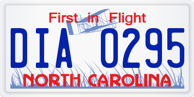 NC license plate DIA0295