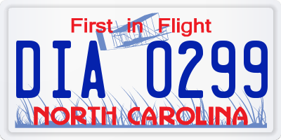 NC license plate DIA0299