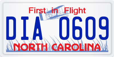 NC license plate DIA0609