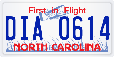 NC license plate DIA0614