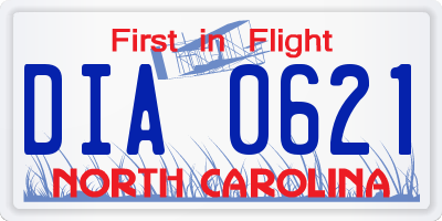 NC license plate DIA0621