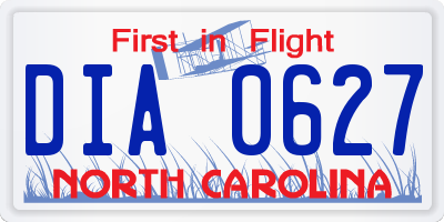 NC license plate DIA0627