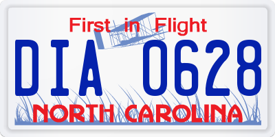 NC license plate DIA0628