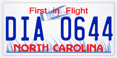 NC license plate DIA0644