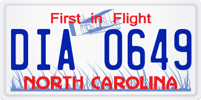 NC license plate DIA0649