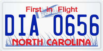 NC license plate DIA0656