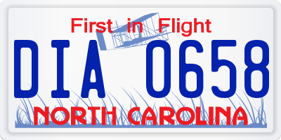 NC license plate DIA0658