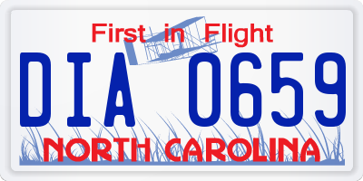NC license plate DIA0659