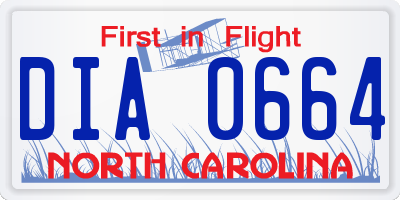 NC license plate DIA0664