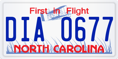 NC license plate DIA0677