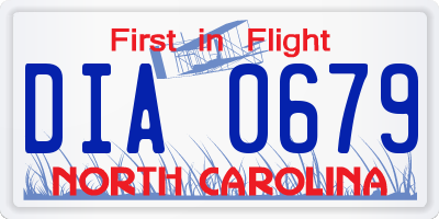 NC license plate DIA0679