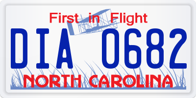 NC license plate DIA0682
