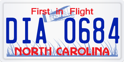 NC license plate DIA0684