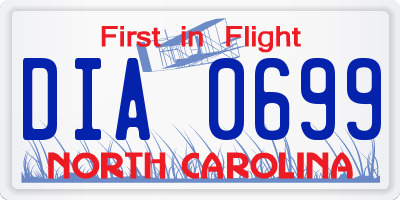NC license plate DIA0699