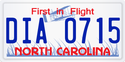 NC license plate DIA0715