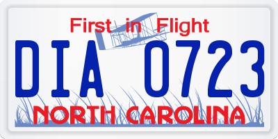 NC license plate DIA0723