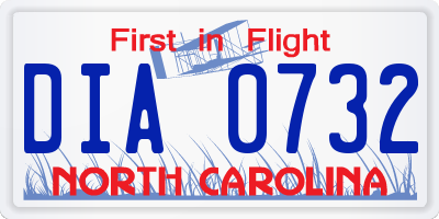 NC license plate DIA0732