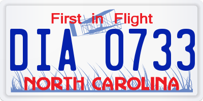 NC license plate DIA0733