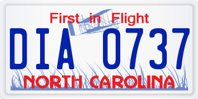 NC license plate DIA0737