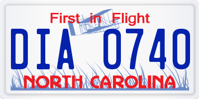 NC license plate DIA0740