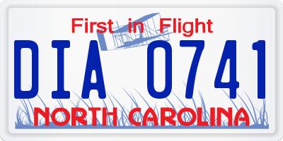 NC license plate DIA0741