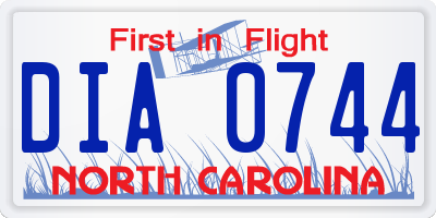 NC license plate DIA0744