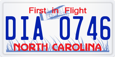 NC license plate DIA0746