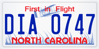 NC license plate DIA0747