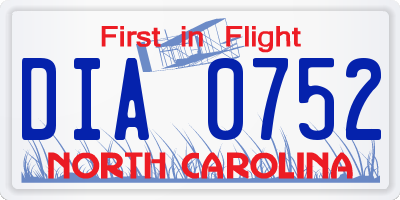 NC license plate DIA0752