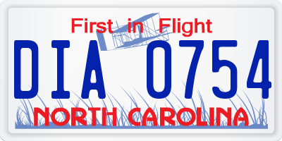 NC license plate DIA0754
