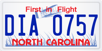 NC license plate DIA0757