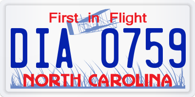 NC license plate DIA0759