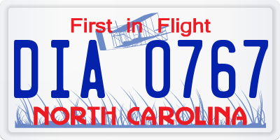 NC license plate DIA0767