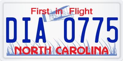 NC license plate DIA0775